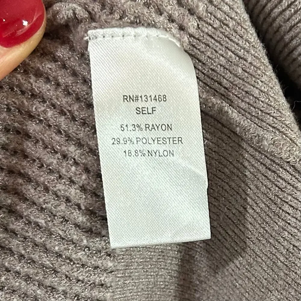 Summer & Rose Open Cardigan Sweater Size L Lavender Waffle Knit Ribbed - Picture 5 of 8